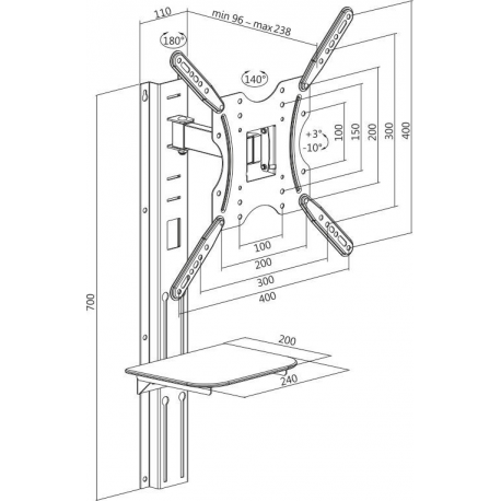 LogiLink - Bracket - for LCD TV - cold-rolled steel - screen size: 32"-55" - wall-mountable - 3