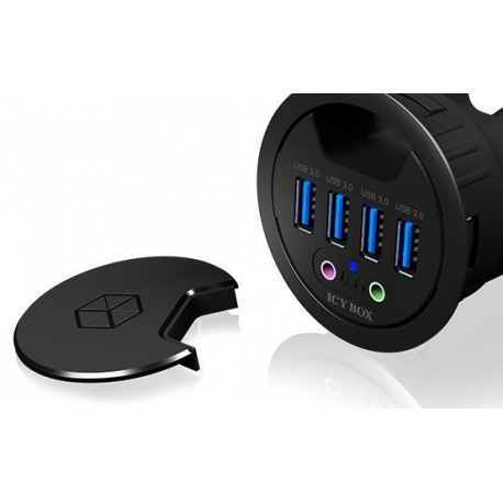 ICY BOX IB-HUB1403A - Hub - 4 x SuperSpeed USB 3.0 - flush-mountable - 2