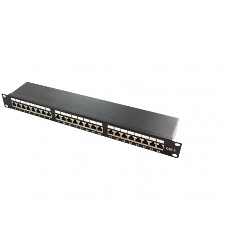 LogiLink - Patch panel - CAT 6e - STP - RJ-45 X 24 - black, RAL 9005 - 1U - 19" - 1