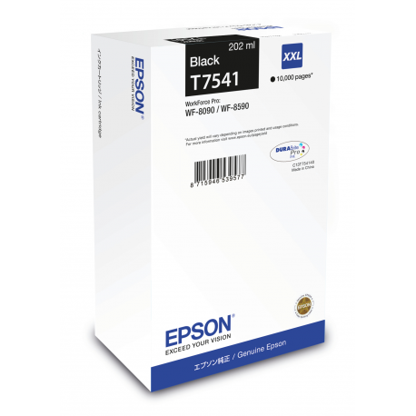 Epson T7541 - 202 ml - XXL size - black - original - ink cartridge - for WorkForce Pro WF-8090, WF-8090 D3TWC, WF-8090DW, WF-8590, WF-8590 D3TWFC, WF-8590DWF - 1