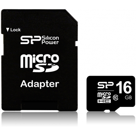 SILICON POWER 16GB, MICRO SDHC, CLASS 10 WITH SD ADAPTER - 1