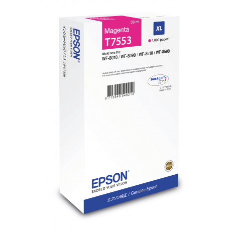 Epson T7553 - 39 ml - XL size - magenta - original - ink cartridge - for WorkForce Pro WF-8010, WF-8090, WF-8090 D3TWC, WF-8510, WF-8590, WF-8590 D3TWFC - 2