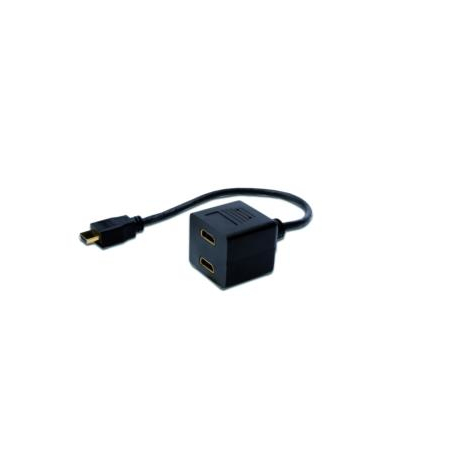 ASSMANN - HDMI splitter - HDMI male to HDMI female - 20 cm - shielded - black - 2