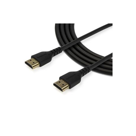 StarTech.com 1m Premium Certified HDMI 2.0 Cable with Ethernet, Durable High Speed UHD 4K 60Hz HDR 10, 3ft Rugged M / M HDMI Cord with Aramid Fiber, TPE, Ultra HD Monitors, TVs & Displays - Heavy duty HDMI cable (RHDMM1MP) - Premium High Speed HDMI with Ethernet cable - HDMI male to HDMI male - 1 m - black - for P / N: TB3DKM2HDL - 2