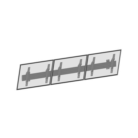 Multibrackets M Wallmount Pro MBW3U - Mounting kit (2 wall plates, 4 rails, 6 tilt arms) - for 3 LCD displays - aluminium, steel - black - screen size: 40"-65" - wall-mountable - 2