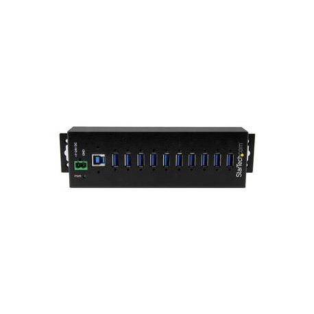 StarTech.com 10 Port USB Hub with Power Adapter, Surge Protection, Metal Industrial USB 3.0 Data Transfer Hub, Din Rail, Wall or Desk Mountable, High Speed USB 3.1/ USB 3.2 Gen 1 5Gbps Hub - Windows/macOS/Linux (HB30A10AME) - Hub - 10 x USB 3.2 Gen 1 - DIN rail mountable, wall-mountable - TAA Compliant - for P/N: ITB20D3250 - 1