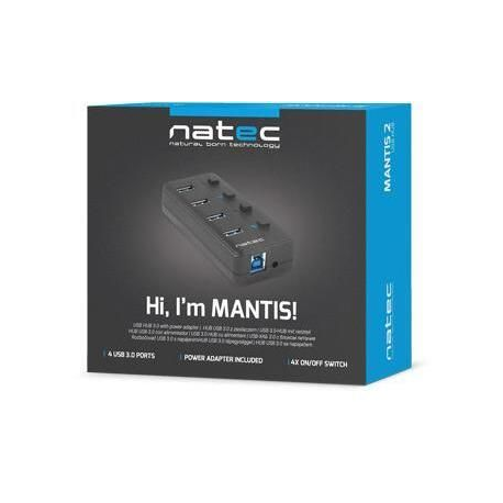 Natec MANTIS 2 - Hub - 4 x SuperSpeed USB 3.0 - desktop - 7