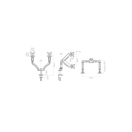 ART L-18GD - Mounting kit - for 2 LCD displays (full-motion adjustable dual arm) - metal - black - screen size: 10"-32" - desk-mountable - 5