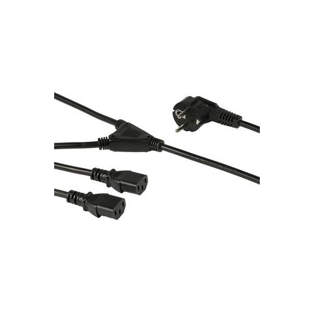 StarTech.com 2m C13 Power Cord - Schuko to 2x C13 - Y Splitter Power Cable - Power cable - CEE 7 / 7 (M) to IEC 60320 C13 - AC 250 V - 10 A - 2 m - black - 1