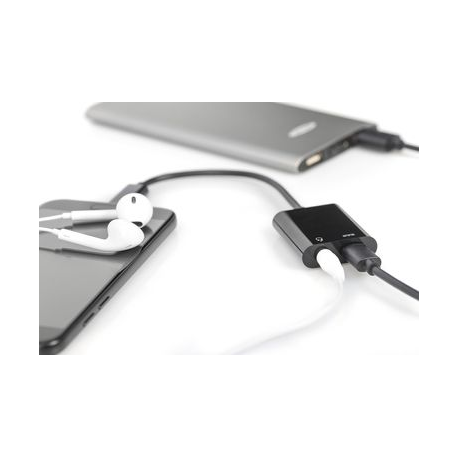 DIGITUS - USB-C to headphone jack adapter - USB-C male to stereo mini jack, USB-C female - 20 cm - black - 2
