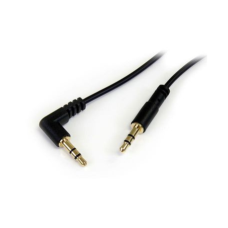 StarTech.com 6 ft Slim 3.5mm to Right Angle Stereo Audio Cable - M / M (MU6MMSRA) - Audio cable - stereo mini jack male to stereo mini jack male - 1.8 m - black - right-angled connector - for P / N: SV231DVGAU2A, SV431DVGAU2A - 3