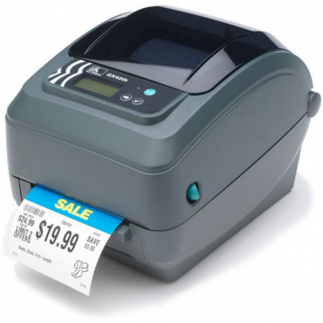 Zebra GX420t - Label printer - direct thermal  /  thermal transfer - Roll (10.8cm) - 203 dpi - up to 152 mm / sec - parallel, USB, serial - peeler - 2