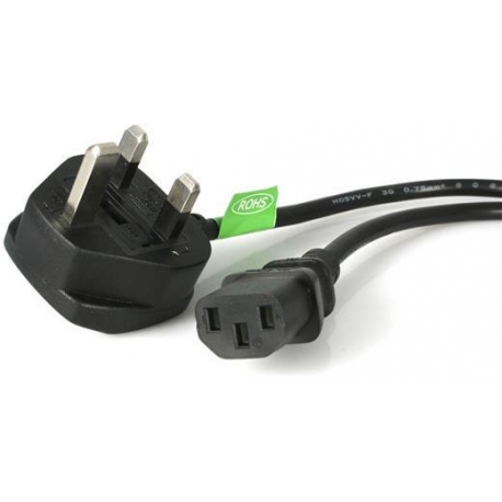 StarTech.com 3m UK Computer Power Cord 3 Pin Mains Lead C13 to BS1363 - Power cable - IEC 60320 C13 to BS 1363 (M) - 3 m - black - 0