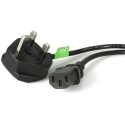 StarTech.com 3m UK Computer Power Cord 3 Pin Mains Lead C13 to BS1363 - Power cable - IEC 60320 C13 to BS 1363 (M) - 3 m - black