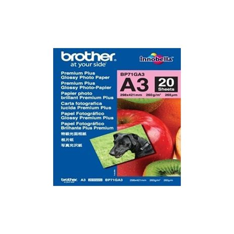Brother Innobella Premium Plus BP71GA3 - Glossy - A3 (297 x 420 mm) - 260 g / m² - 20 sheet(s) photo paper - for Brother HL-J6000, MFC-J2340, J3540, J3940, J5630, J6580, J6583, J6983, J6995, J6997, J6999 - 2