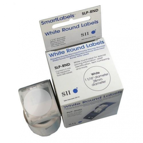 Seiko Instruments SLP-RND - White - 28 mm round 240 label(s) (2 roll(s) x 120) round labels - for Smart Label Printer 440, 440 Office Administration Pack, 450, 620, 650, 650SE - 2