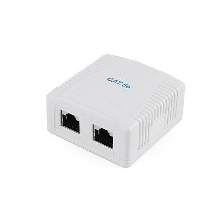 Cablexpert NCAC-2F5E-01 - Network surface mount box - CAT 5e - FTP - RJ-45 X 2 - white - 6