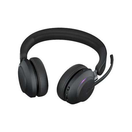 Jabra Evolve2 65 MS Stereo - Headset - on-ear - Bluetooth - wireless - USB-C - noise isolating - black - with charging stand - Certified for Microsoft Teams - 1