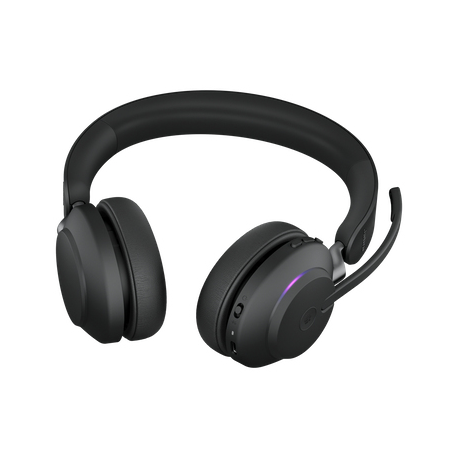Jabra Evolve2 65 MS Stereo - Headset - on-ear - Bluetooth - wireless - USB-C - noise isolating - black - with charging stand - Certified for Microsoft Teams - 10