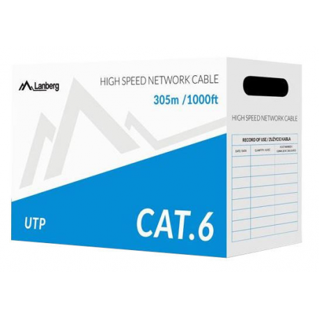 Lanberg - Bulk cable - 305 m - UTP - CAT 6 - solid - grey, RAL 7035 - 0