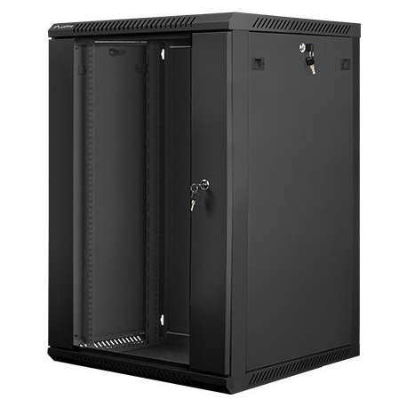 Lanberg - Rack cabinet - wall mountable - black, RAL 9004 - 18U - 19" - 0