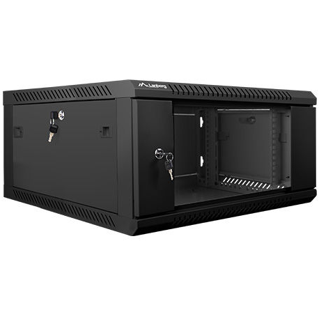 Lanberg - Rack cabinet - wall mountable - black, RAL 9004 - 4U - 19" - 2