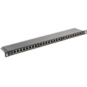 Lanberg PPS5-0024-B - Patch panel - CAT 5e - STP - RJ-45 X 24 - black, RAL 9004 - 0.5U - 19"