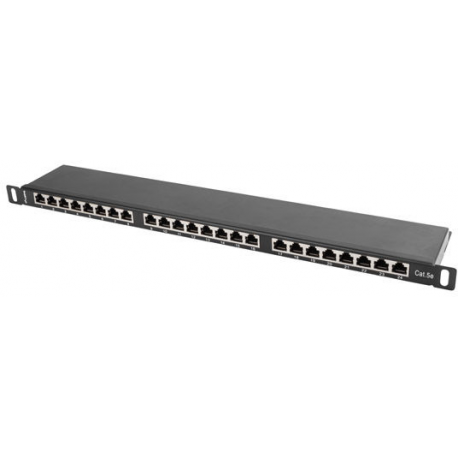Lanberg PPS5-0024-B - Patch panel - CAT 5e - STP - RJ-45 X 24 - black, RAL 9004 - 0.5U - 19" - 2