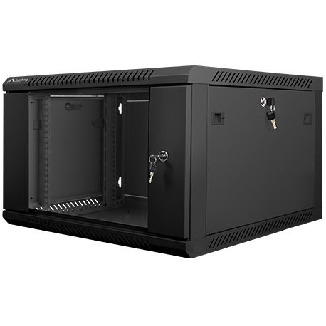 Lanberg - Rack cabinet - wall mountable - black, RAL 9004 - 6U - 19" - 0