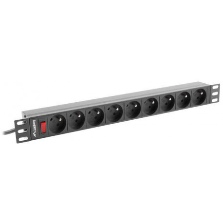 Lanberg PDU-09E-0300-BK - Power distribution unit (rack-mountable) - AC 220-250 V - 4000 Watt - output connectors: 9 (7 x NF C61-314) - 1U - 19" - 3 m - black - 2