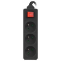Lanberg PS1-03E-0300-BK - Power strip - input: CEE 7 / 7 - output connectors: 3 (CEE 7 / 5) - 3 m - black