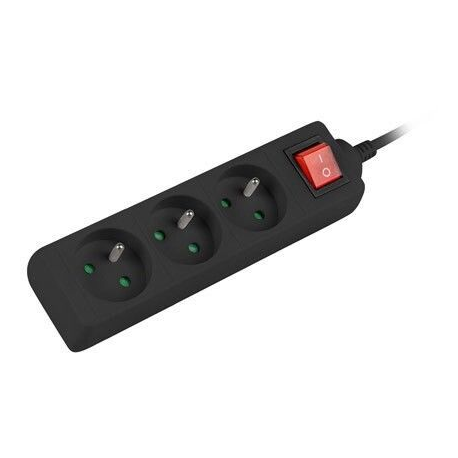 Lanberg PS1-03E-0300-BK - Power strip - input: CEE 7 / 7 - output connectors: 3 (CEE 7 / 5) - 3 m - black - 1