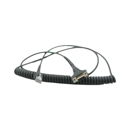 Zebra - Serial cable - power to DB-9 (F) - 2.74 m - coiled - for Symbol DS7708, DS9908; Digital Scanner DS9308; Zebra DS4608, DS8108, DS8178, DS9908 - 0