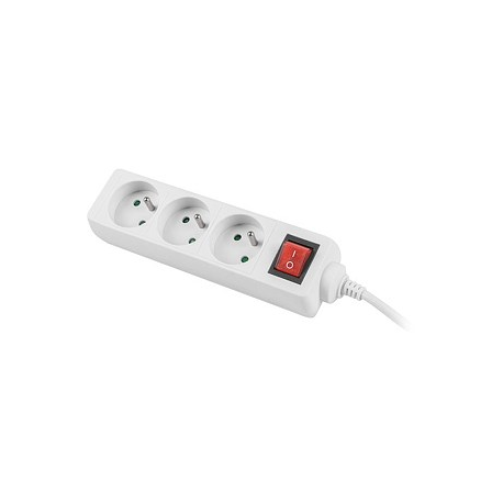 Lanberg PS1-03E-0300-W - Power strip - 2500 Watt - input: CEE 7 / 7 - output connectors: 3 (3 x CEE 7 / 5) - 3 m - white - 1