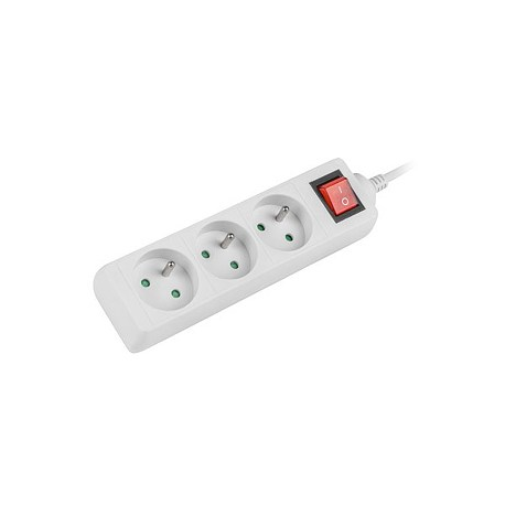 Lanberg PS1-03E-0300-W - Power strip - 2500 Watt - input: CEE 7 / 7 - output connectors: 3 (3 x CEE 7 / 5) - 3 m - white - 3