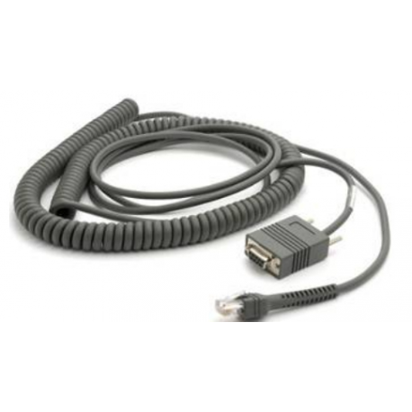 Zebra - Serial cable - DB-9, DC jack to RJ-45 (10 pin) (M) - 6.1 m - coiled - for Symbol DS4308, DS7708, DS9808, DS9908, LS2208; Zebra DS4608, DS7708, DS9808, DS9908 - 1
