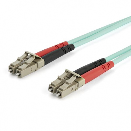 StarTech.com 7m OM3 LC to LC Multimode Duplex Fiber Optic Patch Cable - Aqua - 50 / 125 - LSZH Fiber Optic Cable - 10Gb (A50FBLCLC7) - Patch cable - LC multi-mode (M) to LC multi-mode (M) - 7 m - fibre optic - duplex - 50 / 125 micron - OM3 - halogen-free - aqua - 1