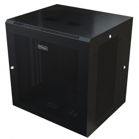 StarTech.com 12U 19" Wall Mount Network Cabinet, 20" Deep 4 Post Hinged Locking IT Computer Equipment Enclosure with Shelf, Flexible Vented Switch Depth Data Rack Cisco 3850, 2960 Series - 12U Vented Cabinet (RK1224WALHM) - Rack enclosure cabinet - wall mountable - black - 12U - 0