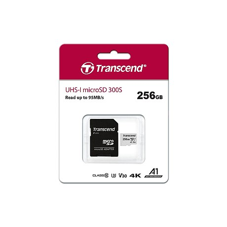 Transcend 300S - Flash memory card (adapter included) - 256 GB - A1 / Video Class V30 / UHS-I U3 / Class10 - microSDXC - 5