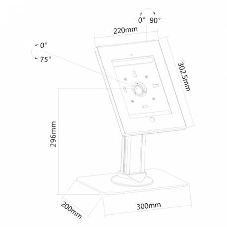 Neomounts by Newstar TABLET-D300 - Stand - for tablet - lockable - white - desktop - for Apple 9.7-inch iPad Pro; iPad; iPad 2; iPad Air; iPad Air 2; iPad with Retina display - 1