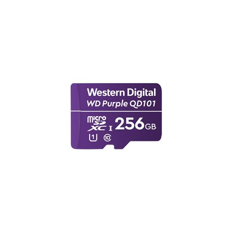 WD Purple SC QD101 WDD256G1P0C - Flash memory card - 256 GB - UHS-I U1 / Class10 - microSDXC UHS-I - purple - 0