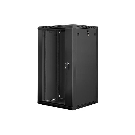 Lanberg - Rack cabinet - wall mountable - black, RAL 9004 - 22U - 19" - 0
