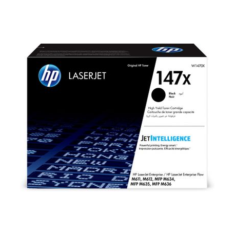 HP 147X - High Yield - black - original - LaserJet - toner cartridge (W1470X) - for LaserJet Enterprise MFP M635; LaserJet Enterprise Flow MFP M634, MFP M635, MFP M636 - 1