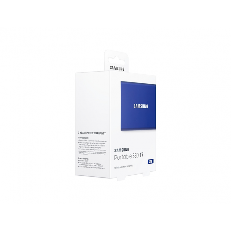 Samsung T7 MU-PC2T0H - SSD - encrypted - 2 TB - external (portable) - USB 3.2 Gen 2 (USB-C connector) - 256-bit AES - indigo blue - 7