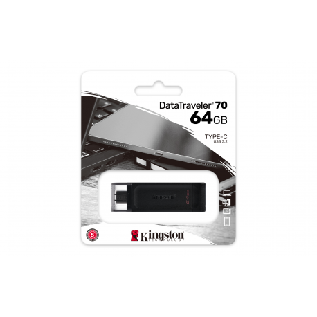 Kingston DataTraveler 70 - USB flash drive - 64 GB - USB-C 3.2 Gen 1 - 9