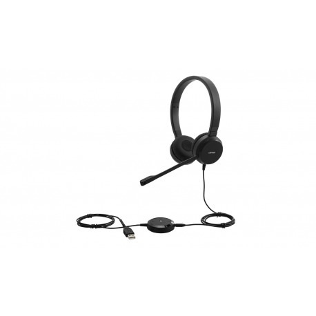 Lenovo Pro Wired Stereo VOIP Headset - Headset - on-ear - wired - black - for ThinkCentre M80t Gen 3; ThinkCentre neo 50; ThinkPad T14s Gen 3; V50t Gen 2-13 - 5