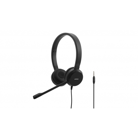 Lenovo Pro Wired Stereo VOIP Headset - Headset - on-ear - wired - black - for ThinkCentre M80t Gen 3; ThinkCentre neo 50; ThinkPad T14s Gen 3; V50t Gen 2-13 - 10