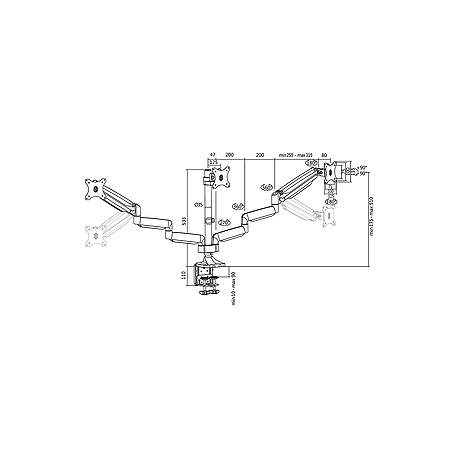 LogiLink - Mounting kit - for 3 LCD displays (adjustable arm) - aluminium - screen size: 13"-32" - desk-mountable - 6
