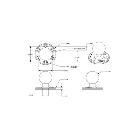 RAM RAM-D-202U - Ball mount - for P / N: RAM-D-201U, RAM-D-201UC, RAM-D-201U-E - 1