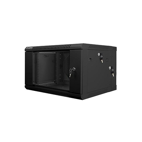 Lanberg - Rack cabinet - wall mountable - black, RAL 9004 - 6U - 19" - 0